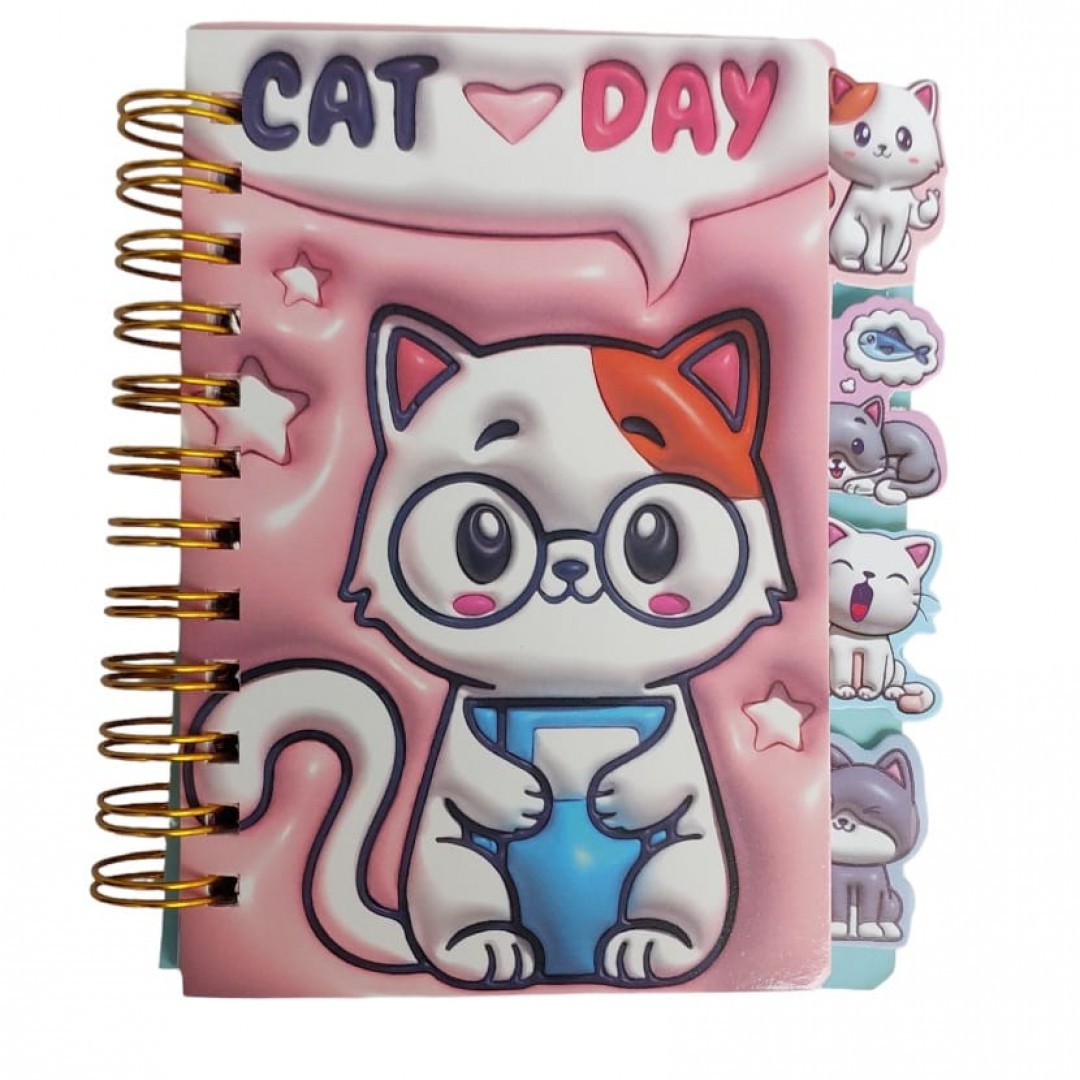 01  Mini caderninho  cat day  gatinha de oculos